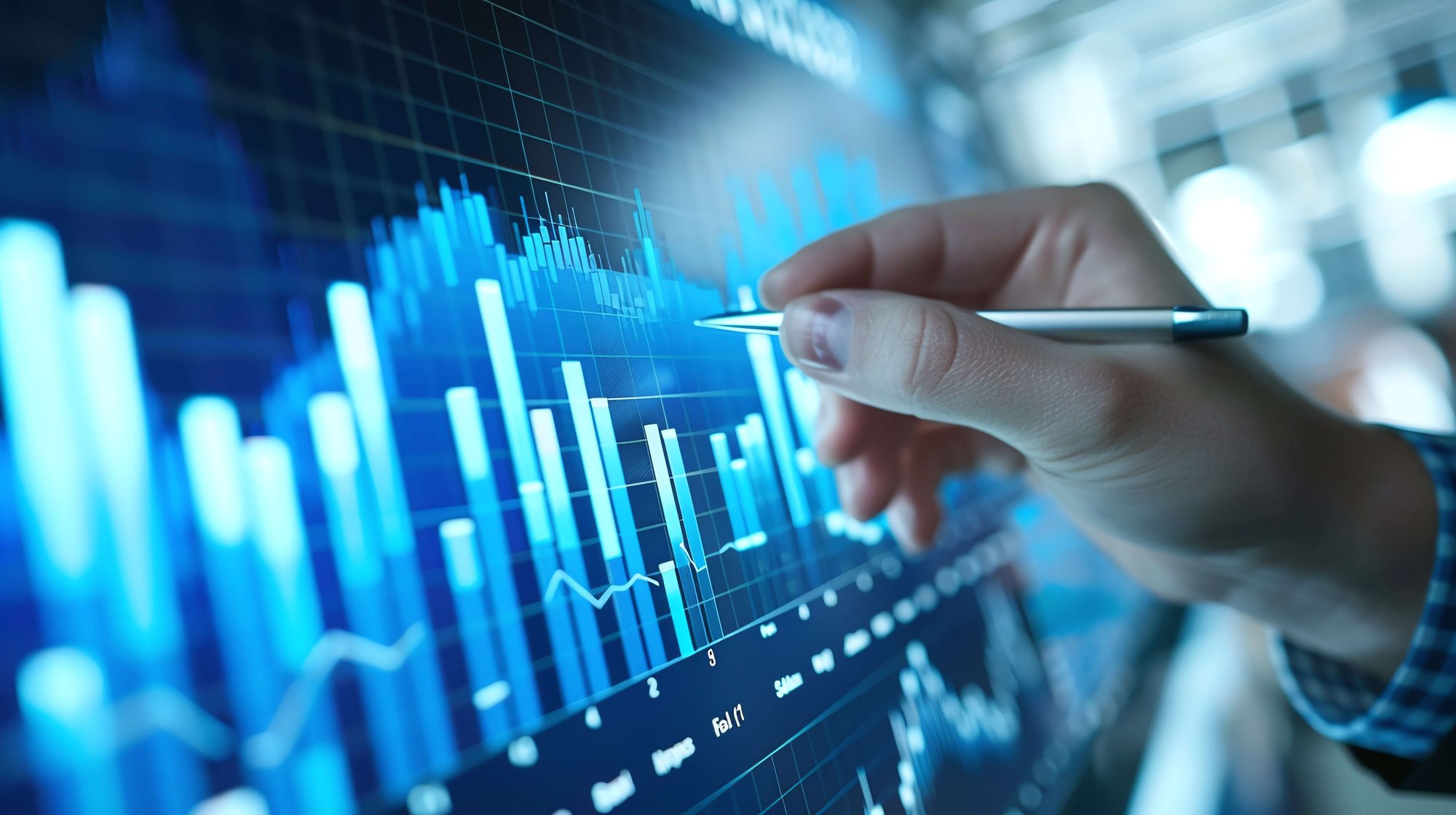Market data on screen with graph