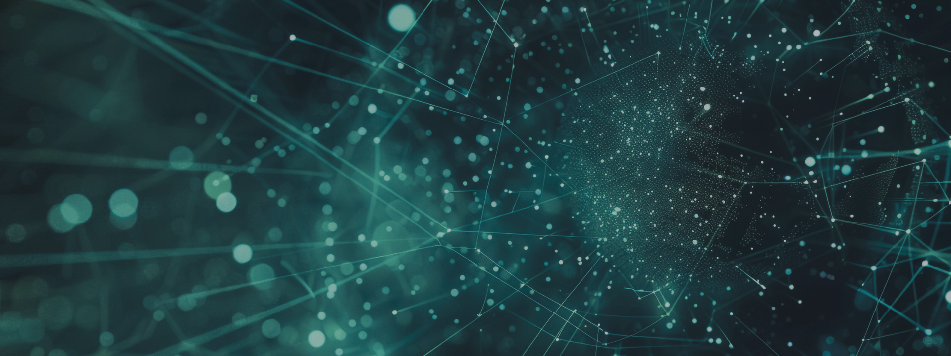 Abstract of market data showcased with teal lines and circles. 